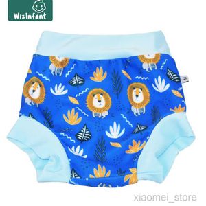 Cloth Diapers WizInfant Infant Children Leakproof Swimming Diapers Newborn Baby High Waist SwimTrunks Cartoon Printed Cloth DiaperHKD230701