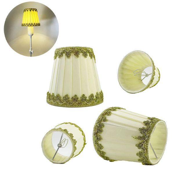 Tissu abat-jour palais Vintage lampe de Table translucide Style plissé or soie 3D à la main dentelle décoration métal squelette