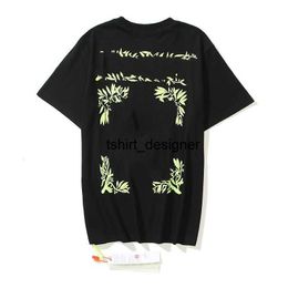 Tissu de mode de créatrice de tissus Ow White Basic Arrow Loose Men's Couple Summer Summer Short Sleeve T-shirt Fashion 1NMSJ