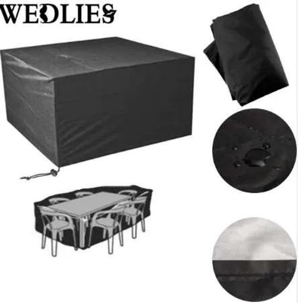 Housse de protection carrée en tissu PVC pour meubles d'extérieur, imperméable, pour Table et chaise, 6 places, nappe noire, fournitures de jardin
