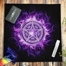 Mesa de tela tela púrpura luna pentagrama tarot manta de terciopelo altar de terciopelo pagano péndulo espiritual astrología oracle card almohadilla