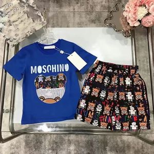 Kledingontwerper Kinderen stelt t-shirt broek set merk afdrukken kinderen 2-delige pure katoenen kleding babyjongens meisje mode