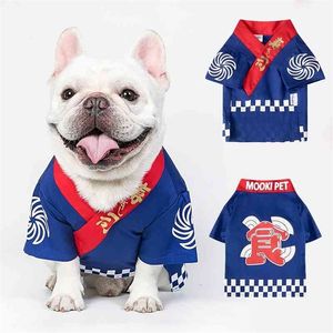 Kleding voor hondenkatten Pet zomerhemd Japans kimono Franse bulldog corgi chihuahua levend merk speelgoed terrier puppy pak voor honden 210401