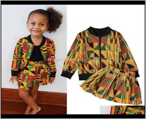 Vêtements Girls African Bohemia Tenues Enfants Imprimez des couches à fermeture éclair 2PCSSET Spring automne