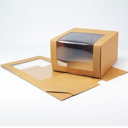 Kleding hoed verpakking box kraft papieren doos met transparante venster geschenkdozen
