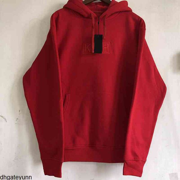 Ropa Sudaderas con capucha Imagen real Kith Sudadera con capucha Jersey Moda Algodón Sudaderas de alta calidad Negro Rojo Rosa Bordado Sudaderas con capucha4jge