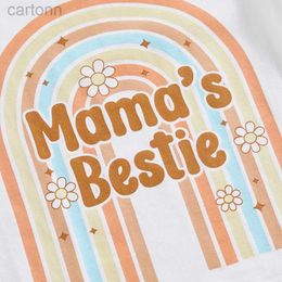 Kleding Mama Summer's Bestie Tantes Little Bestie T-Shirt Geribbelde Flare Set Hoofdband ldd 24314