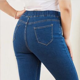 Ropa Jeans ajustados para mujeres Buena cintura elástica Material elástico Control de barriga Mamá Tamaño 5XL 6XL Curvy 240307