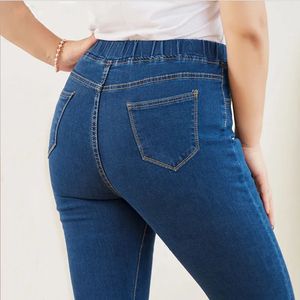 Kleding Skinny Jeans voor Dames Goede elastische taille Rekbaar materiaal Buikcontrole Mom Jeans Maat 5XL 6XL Curvy Jeans 240314