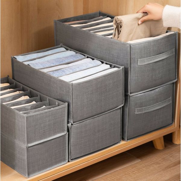 Caja de almacenamiento de ropa, organizador de cajones, 7/9 rejillas, cajón plegable lavable, compartimento para ropa, bolsa de almacenamiento para pantalones vaqueros ordenados, camisetas y polainas