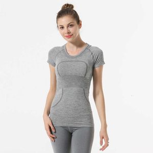 Vêtements Yoga Womens Fitn T-shirt Top Sexy Sexy Fast Dry Dance Rhyme Gym Exercice Morning Round Round Neck Short Sleeve TS
