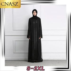 Kleding 2020 Nieuwe Mode vest kanten gewaad jurk met riem Midden-oosten Dubai Abaya Islamitische Turkije Elegante Mode Stijl