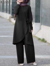 Ropa 2023 Zanzea Fashion Casual Casual Sleeve Sleuse Pants Trajes de dos piezas Sets Outfits Islamic Ropa de pistas Mujeres musulmanes Musulmanes