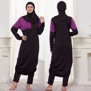Vêtements 3pcs Modest Burkinis Femmes Femmes Long Tops Pantalons Bathing Assomage avec Hijab Cap Summer Muslim Islamic Swimswearwear