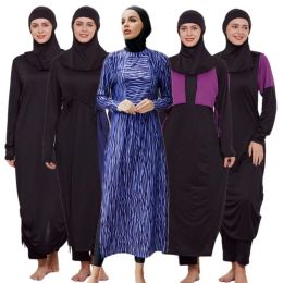 Vêtements 3pcs Femmes musulmanes Bathing Abaya Burkini sets modestes maillots de bain à couverture complète des vêtements de bain de plage islamiques
