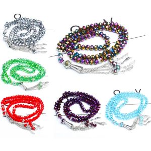 Vêtements 5 * 5 5 * 7 mm Autriche Perles de verre en cristal à facettes Bracelet de la mode Perles de prière islamique Tasbih Tasbih Allah Mohammed Rosaire