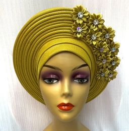 Vêtements africain Headtie Turban Nigerian Aso Oke Tissu Muslim Heads Gele Head Wrap Sego Headtie High Quality