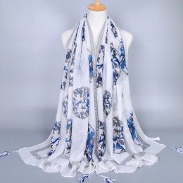 Vêtements Animal Modèle coloré pour dames enveloppement classiques Swarves de haute qualité / Écharpe Color Fashion Coton Châles musulmans Hijab solide