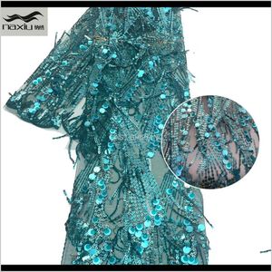 Ropa Ropa Lentejuelas 3D Tela de tul francés africano Material de encaje neto de secuencia nigeriana de alta calidad para vestido de mujer Entrega directa