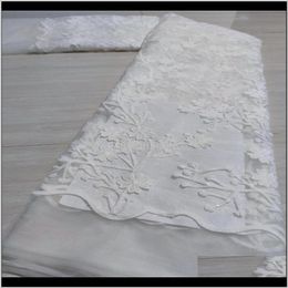 Kledingkleding Afrikaanse hoogwaardige pailletten Nieuwste Franse Tull Fabric Nigeriaans puur wit kant voor bruiloft 5 -yards drop levering 2021