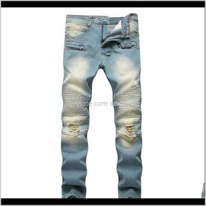 Kleding Apparel Drop Levering 2021 Zipper Decoratieve Jeans Gaten Drag Yellow Nostalgic Mens European and American High Street Stretch Pants