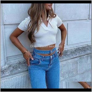 Vêtements Vêtements Drop Delivery Womens 2021 Highwaist Washed Blue Long Jeans Chain Tassel Straightleg All Season Casual For Girls Mujer Yz1Pe