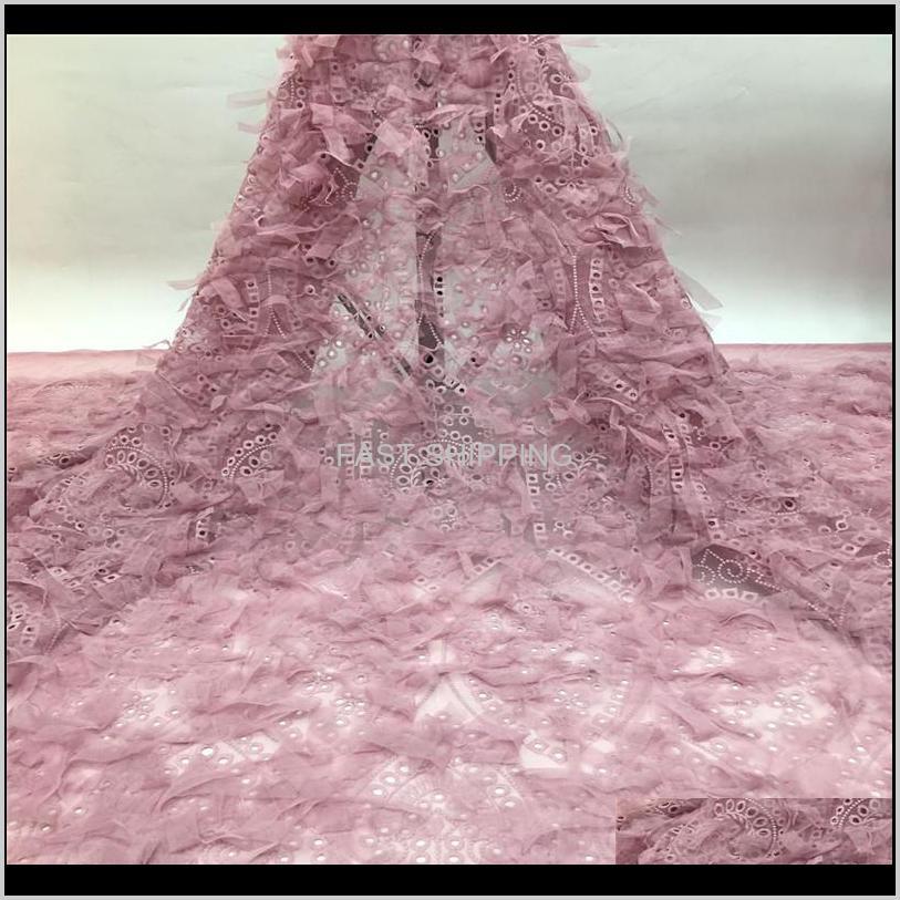 Fabric Clothing Apparel French 3D Net Latest African Embroidery Nigerian Tulle Lace Fabric Tdwab