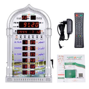Kleding Azan Moskee Kalender Moslim 12V Gebed Wandklok met afstandsbediening Alarm Islamitische moskee Azan Kalender Ramadan Home Decoratie