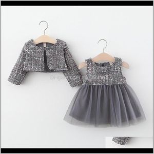 Kleding baby kinderen moederschap drop levering 2021 Britse stijl lente van kleding geboren schaakjas tutu pak voor baby meisje sets M0LZ FQIUN