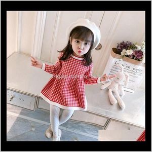 Vêtements Bébé Enfants Maternité Drop Delivery 2021 Robes Bébé Filles Mode Plaid Princesse Petite Fille Tricot Pull Laine Printemps Automne Hiver Lo