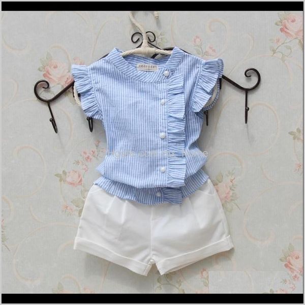 Vêtements bébé enfants maternité livraison directe 2021 filles été coton rayé chemise blouse décontractée sans manches bouton conception chemises pour adolescent