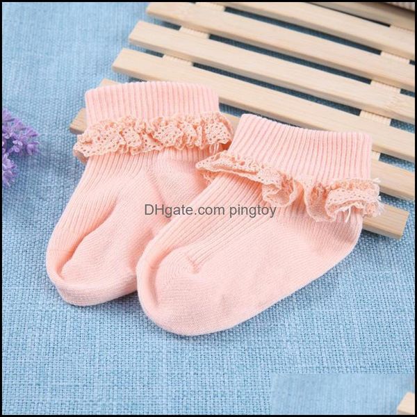 Vêtements bébé, enfants maternité bébé dessin animé né printemps dentelle bébé nourrissons couleur unie coton rayure verticale chaussettes antidérapantes livraison directe 2