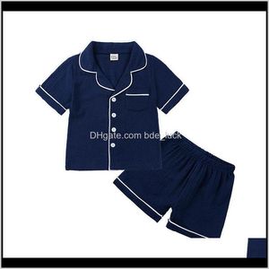 Kleding baby, moederschap zomer baby kinderen pyjama set katoen linnen mouw top korte 2 stks peuter casual outfit drop levering 2021 chebk