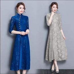 Kleding mooi!! 2018 gratis verzending Lente Nieuwe Cheongsam Jurk Elegante Retro Kant Avondjurk Chinese Oosterse vietnam ao dai