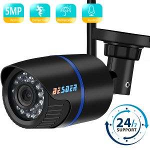 Vêtements Bester 5MP Sécurité audio Caméra IP Vision nocturne sans fil CCTV Surveillance Outdoor WiFi Camera avec SD Card Slot Max 128GBICSEE