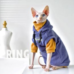 Ropa C C Cat Sweater sin pelo Patrón de gafas Otoño Invierno espeso tibio tibio Sphynx Cat de gato Bufanda Camisa de masa ropa de invierno para gato