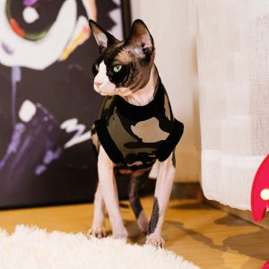 Kleding camouflage patroon huisdierjurk sphynx haarloze kattenkleding voor kat devon rex conis kat kostuum kitten outfits sphynx kattenjurk