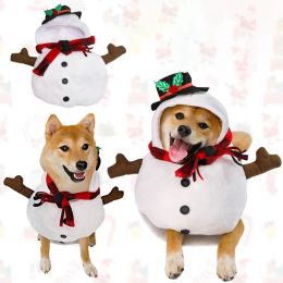 Kleding Kerstmis Snowman Riding -outfit Kleding voor Give Large Dog Kitten Kerstcadeau Honden Kostuum Foto Props Pet Pet Supplies White