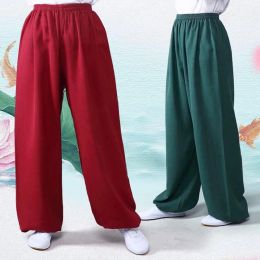Vêtements coton lin tai chi pantalon lanterne respirant femmes hommes arts martiaux pantalon yoga taekwondo boxe karate jeet kune do pantalon