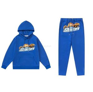 Designer de vêtements Sweatshirts pour hommes Survêtements Sweats à capuche Trapstar Blue Tiger Head Serviette Brodée Pull en peluche Pantalon Street Loose Manches longues Casual Set Mode