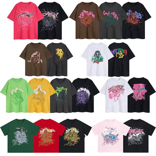 Créateur de vêtements T-shirt pour hommes Sp5der Young Thug 555 Spider Foam Print Web Pattern