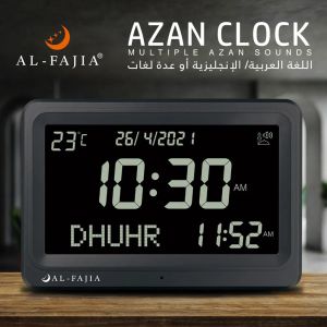 Vêtements Digital Alarm réveil 8 sons Alfajia plus grand écran LCD Bureau Azan Calendrier Muslim Prayer Prayer Electronics Table Chambre