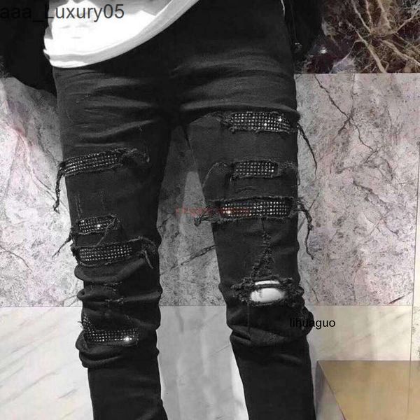 Vêtements Diond amari Denim High amirl Black Designer amirlies es Jeans am Pants es amis Street Hot imiri Patch Broken amiiri AM Jeans Mens Fashion Brand Slim Fit E 9Q4I