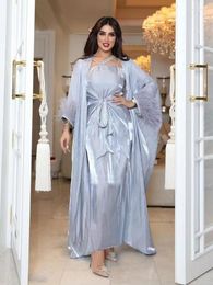 Vêtements ethniques Vêtements Maroc Robe musulmane 3 pièces Set Abaya Kaftans Robes de soirée Femmes Dubaï Turquie Islam Long Robe Femme Ve