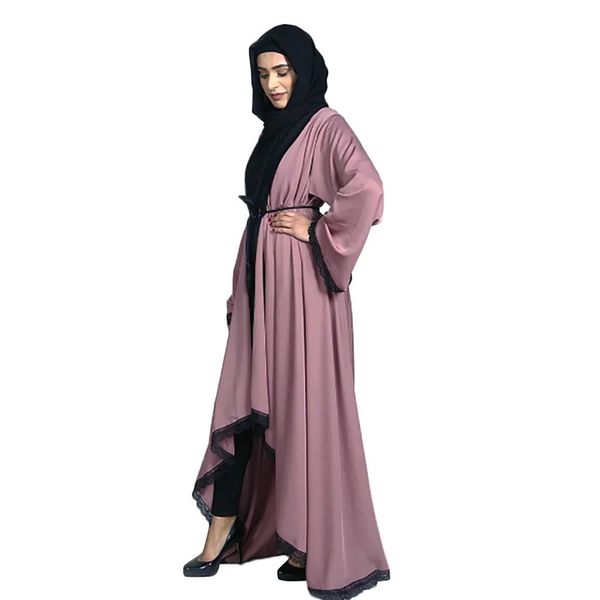 Vêtements de soirée Abaya Maxi robe femmes musulmanes Style de Dubaï femmes ouvert devant caftan Abaya musulman Cardigan Jilbab robe en dentelle robe Z411