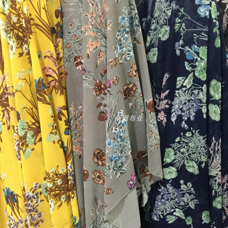 Clothing Fabric 2024 Bazin Riche Getzner 3 Flowers Bouquets Of Color Printed Chiffon S Scarves Cloth Bohemian Shirt Dress Fabrics