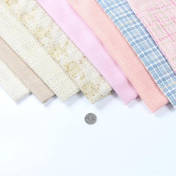 Tela de ropa 2024, venta de tela de rejilla de viento fresca y pequeña, Material de lana elegante de alta calidad, arte hecho a mano de bolsa Diy