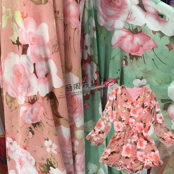 Tela de ropa 2024, tela de vestido bohemio de gasa Georgette con estampado de flores grandes, bufandas de seda, tejidos textiles