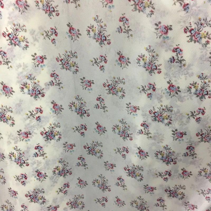 Klädtyg 2024 Tissus Flower Printed Georgette Chiffons tygklänning kompletterande material för en semestertyg