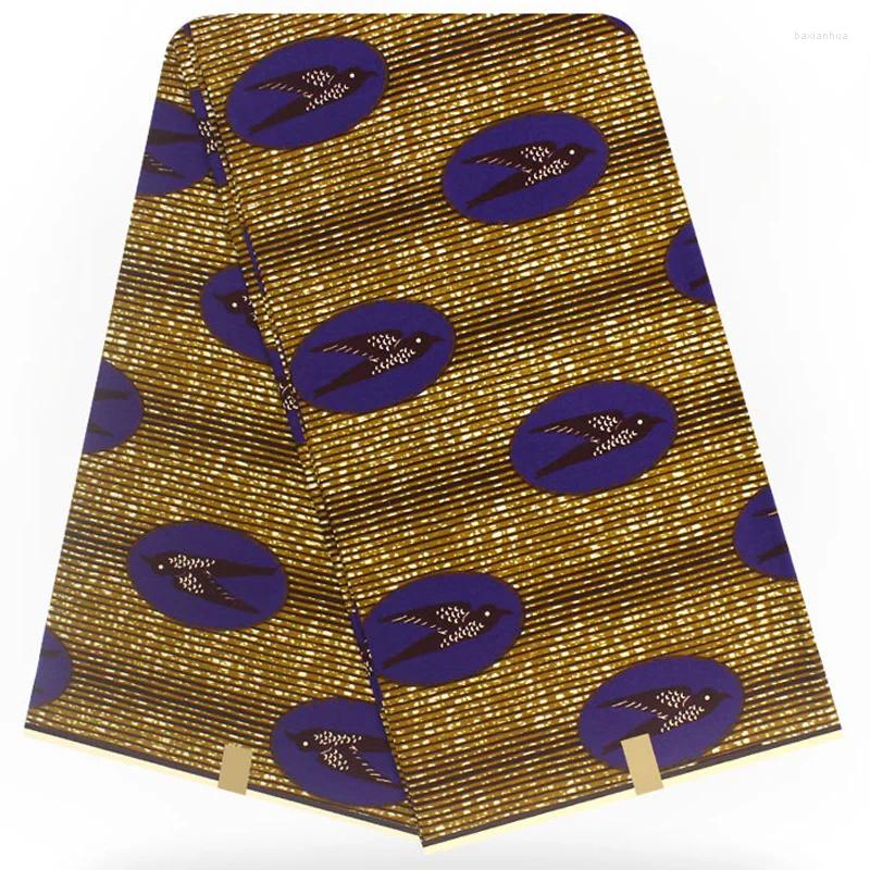 Tissu pour vêtements (6 mètres/pièce), véritable cire africaine 2023, violet et or, véritables imprimés, coton de haute qualité, WXH55